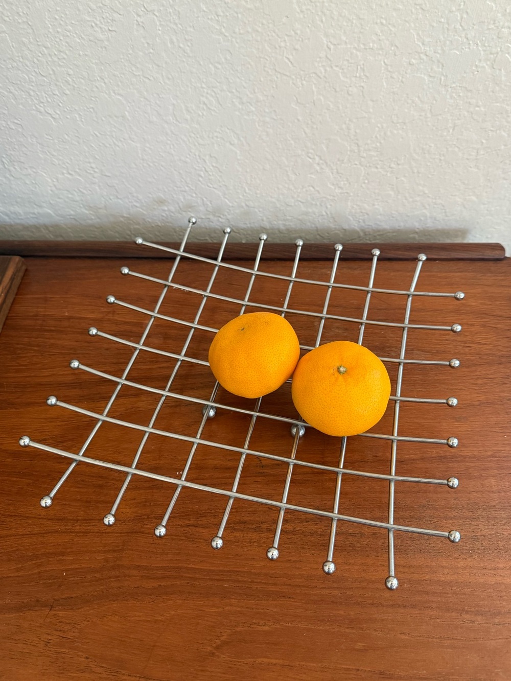 MCM Silver Wire Geometric Grid Fruit Bowl